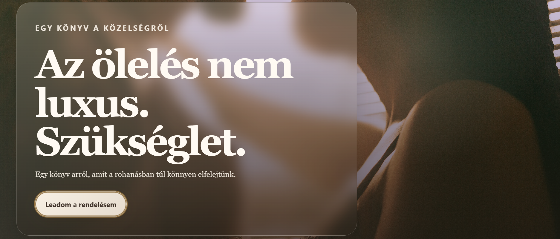 Az Ölelés Ereje weboldalának desktop nézete